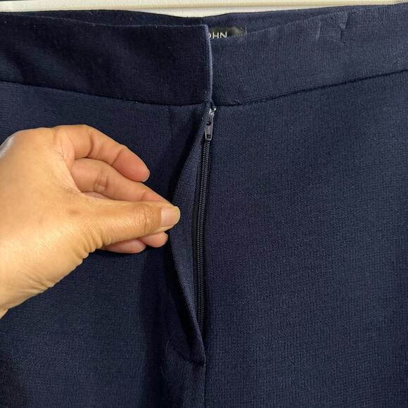 St. John Emma Knit Women Pant Blue Wide Leg High Rise Minimalist Classic Wool 18 - Picture 4 of 9